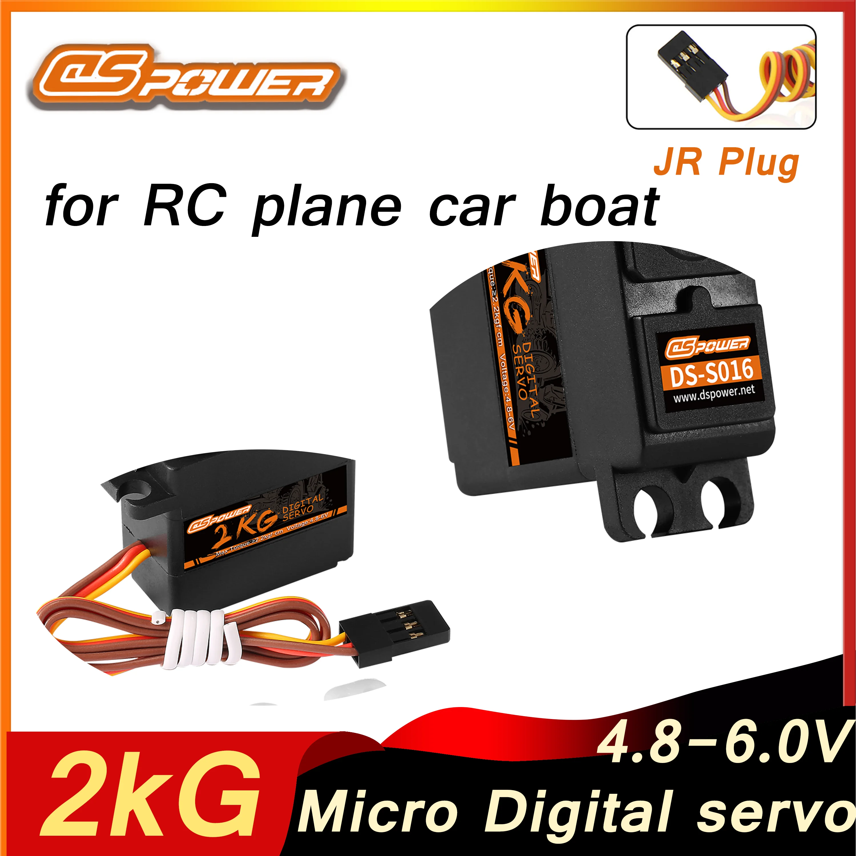 DSPOWER 2kg Digital Servo Plastic Gear High Precision 4.8-6.0V Micro Servo Motor for RC 1/12 Plane Mini Car Boat Model Toy Parts