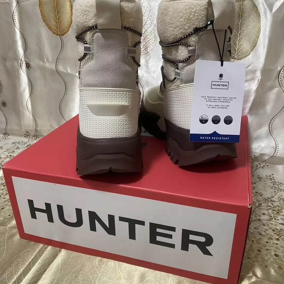 HUNTER Boots Warm Non-slip Casual Comfortable Versatile Mid-calf Unisex Beige Winter Waterproof Durable Trendy Outdoor