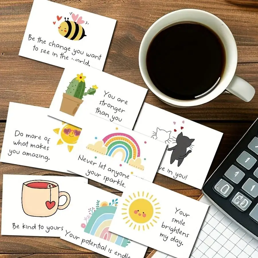 1/5/10/20/50/100pcs Inspirational Affirmation Cards with Positive Messages - Matte Finish, Colorful Motivational Quotes & Whimsi