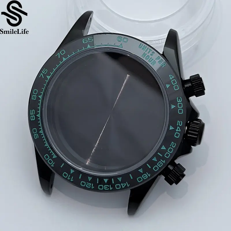 SmileLife 39mm VK63 Silver/Black/Gold Watch Case Sapphire Glass Ceramic/Steel Bezel Fit VK63 Quartz Movement Watch Accessories - Image 12