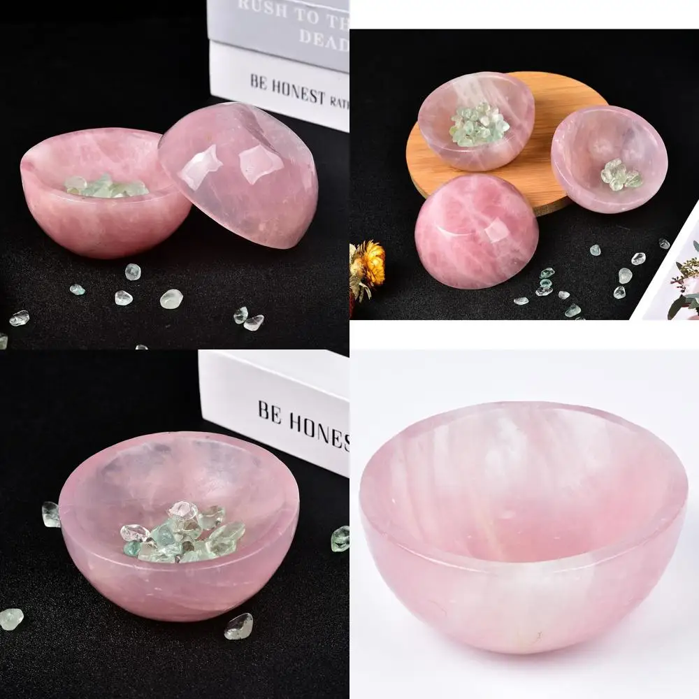 

Handcrafted Large Pink Rose Quartz Crystal Bowl, 4-4.5, for Reiki Healing & Home Decor
