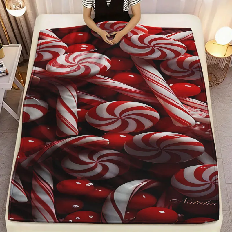 Minimalist Xmas Tree Snowflake Pattern Throw Blanket Red Base Two Tone Pine Repeat Print Winter Holiday Sofa Bedroom Decor Cover