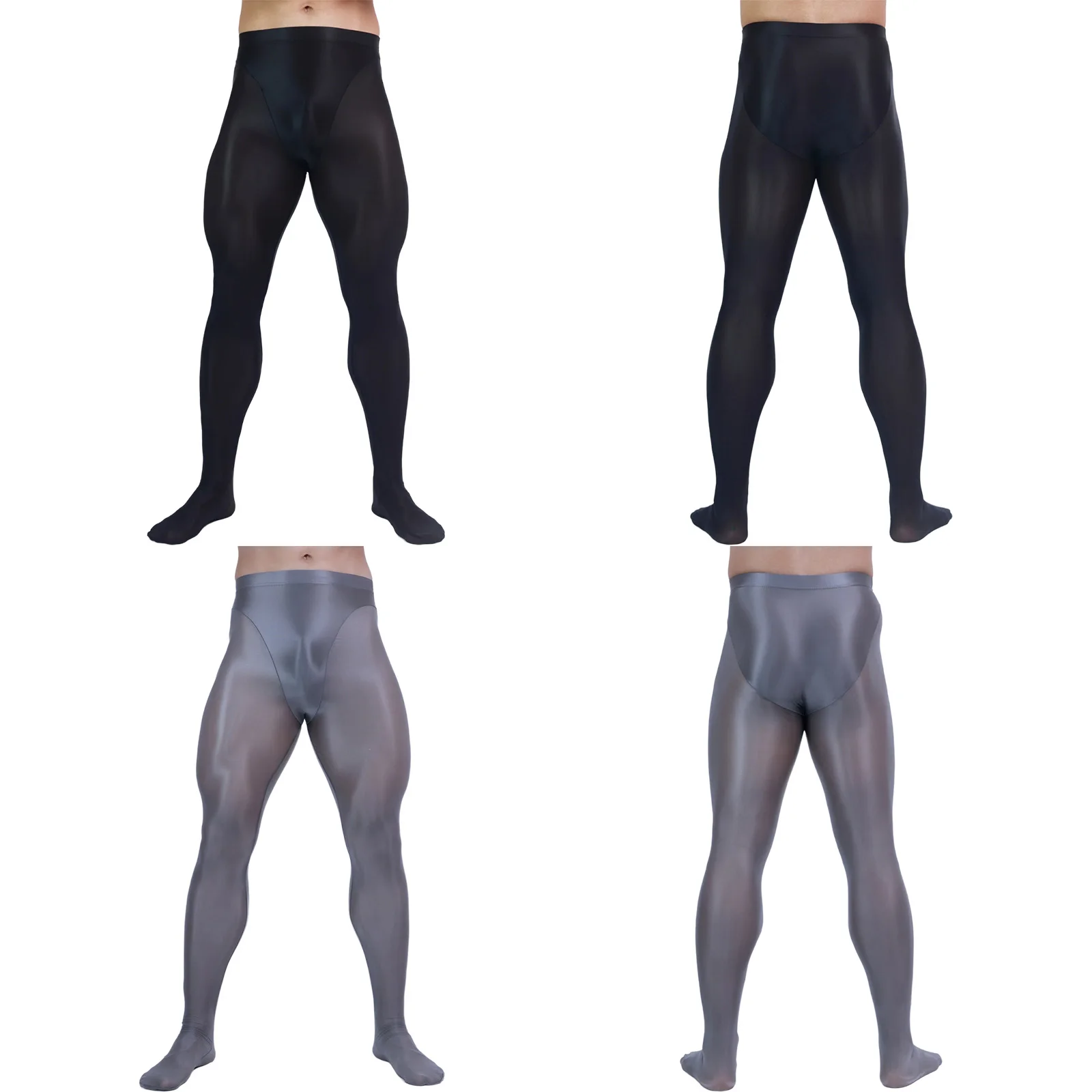 Women See-through Mesh Oil-shiny Thin Pantyhose High Waist Elastic Tights Leggings for Couple Game Nightclub Rave Party Yoga