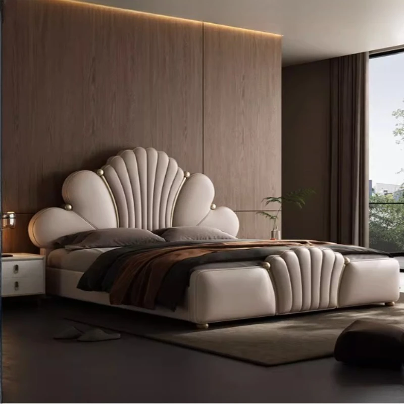 200x220 سنتيمتر إطارات كاملة الحجم سرير مزدوج الملك الحجم غرفة نوم جلدية فاخرة سرير الزفاف 2 شخص اللوح الأمامي الملكة التوأم كاما الأثاث