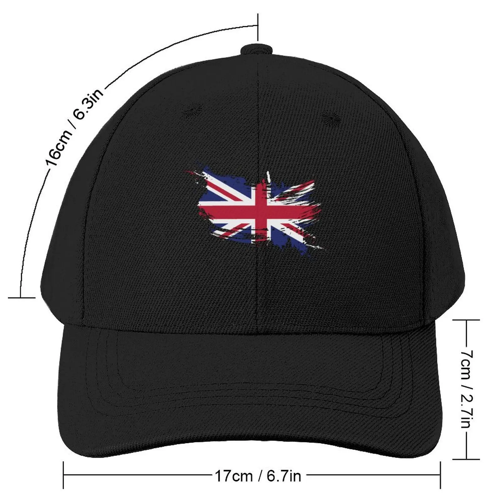 United Kingdom Flag Brush Splatter Baseball Cap Big Size Hat Sunscreen New In Hat Custom Cap Women Hats Men's