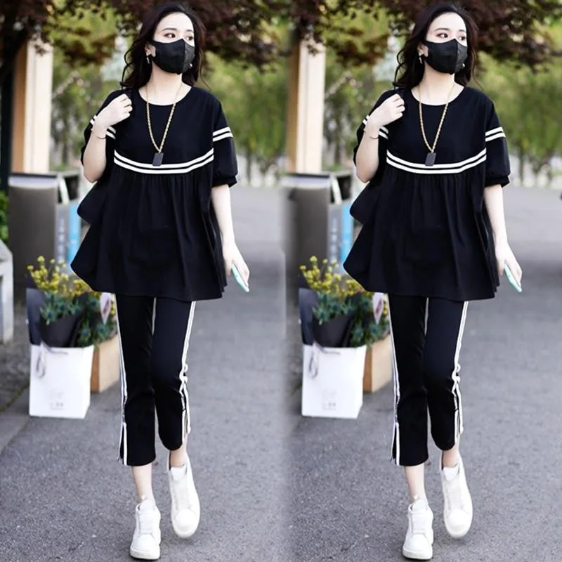 

Leisure Suit Women's Spring and Summer New Korean Version Loose and Fashionable Western-style Sportswear Two-piece Set