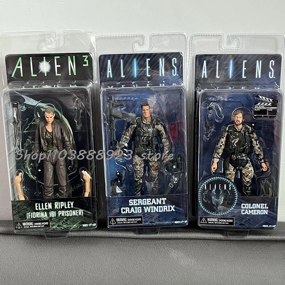 NECA Grid Warrior Alien3 Dog Ellen Ripley Colonel Cameron Sergeant Figure Alien vs Predator Model Toys Christmas Birthday Gift