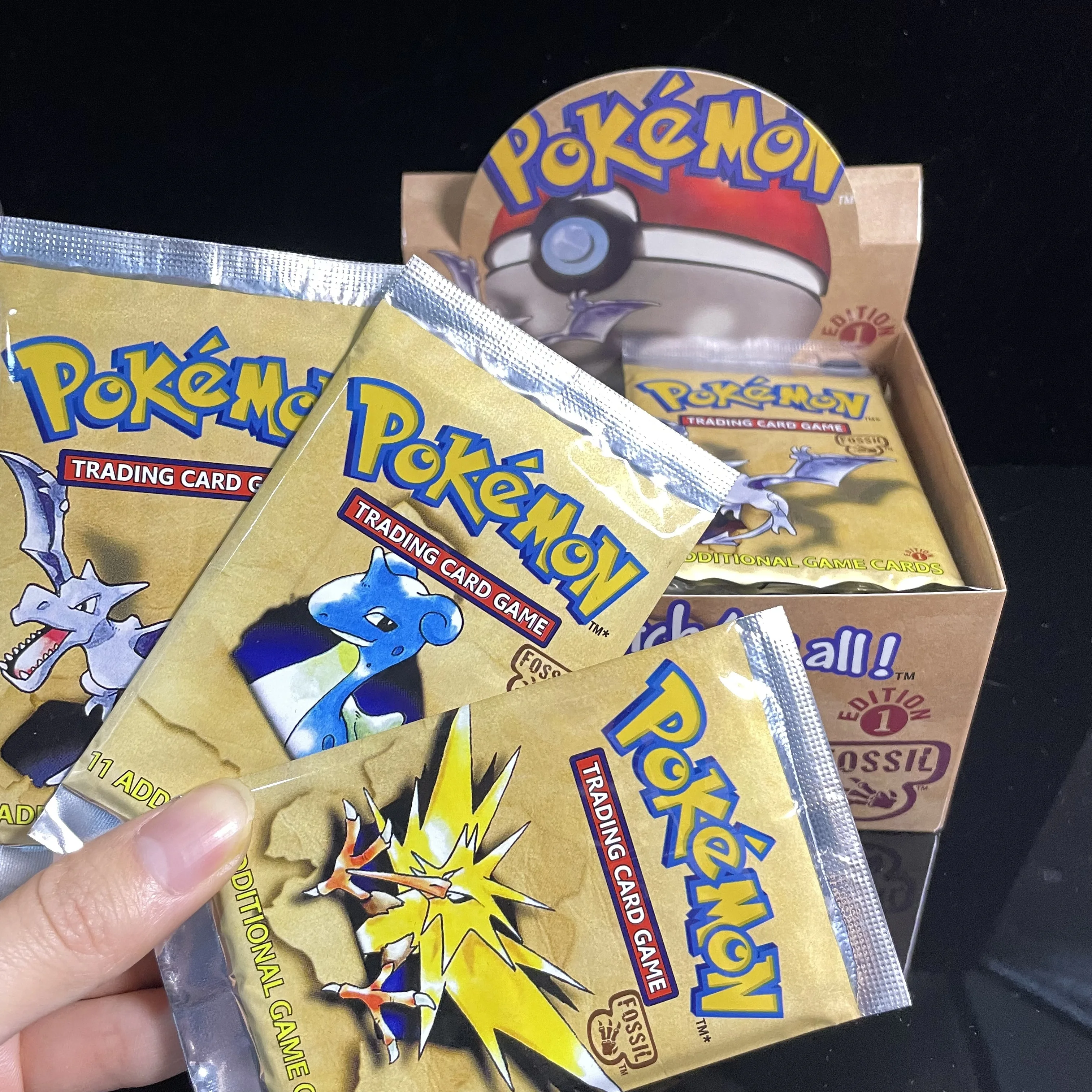 PKM Card BOOSTER BOX BS1|JUNGLE|FOOSSIL Sealed Box|Black Core Paper Collection Display/Japanese Animation/Gift Proxy TCG Cards