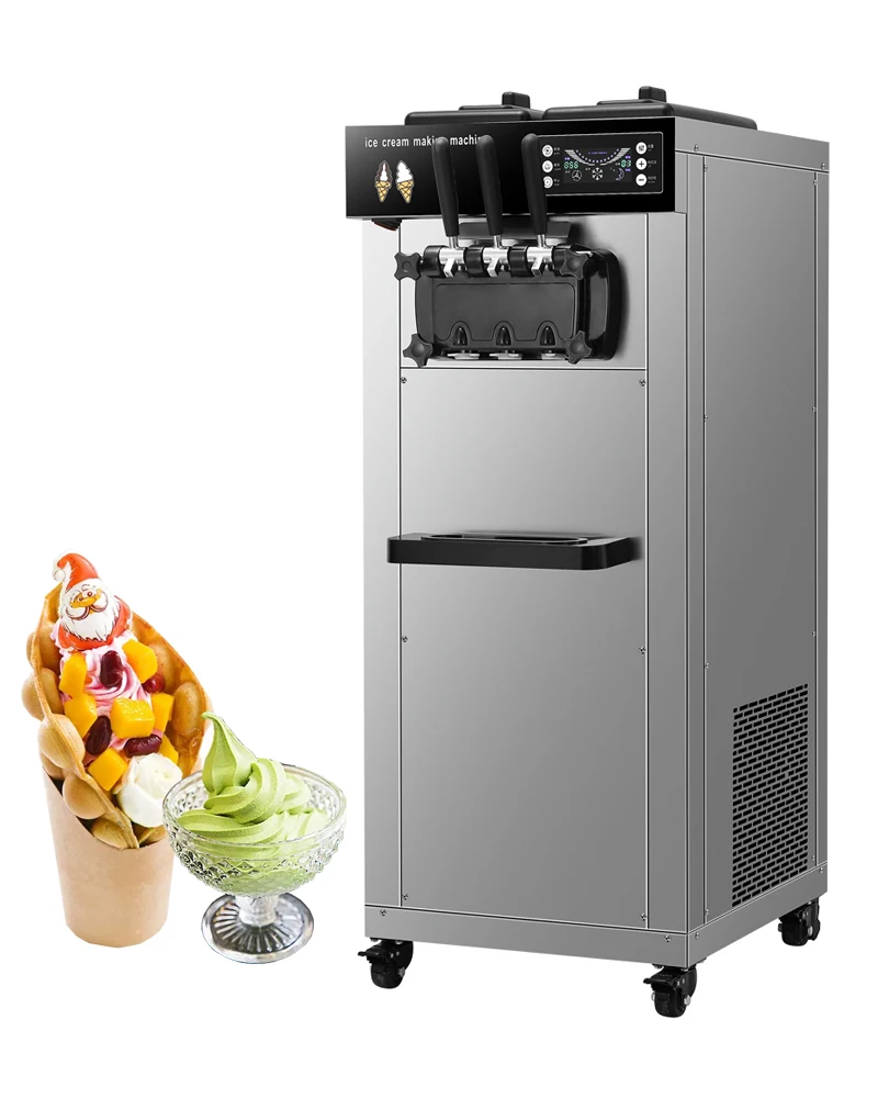 

Soft Ice Cream Vending Machine 2+1 Mixing Flavors Commercial Ice Cream Sundae Maker