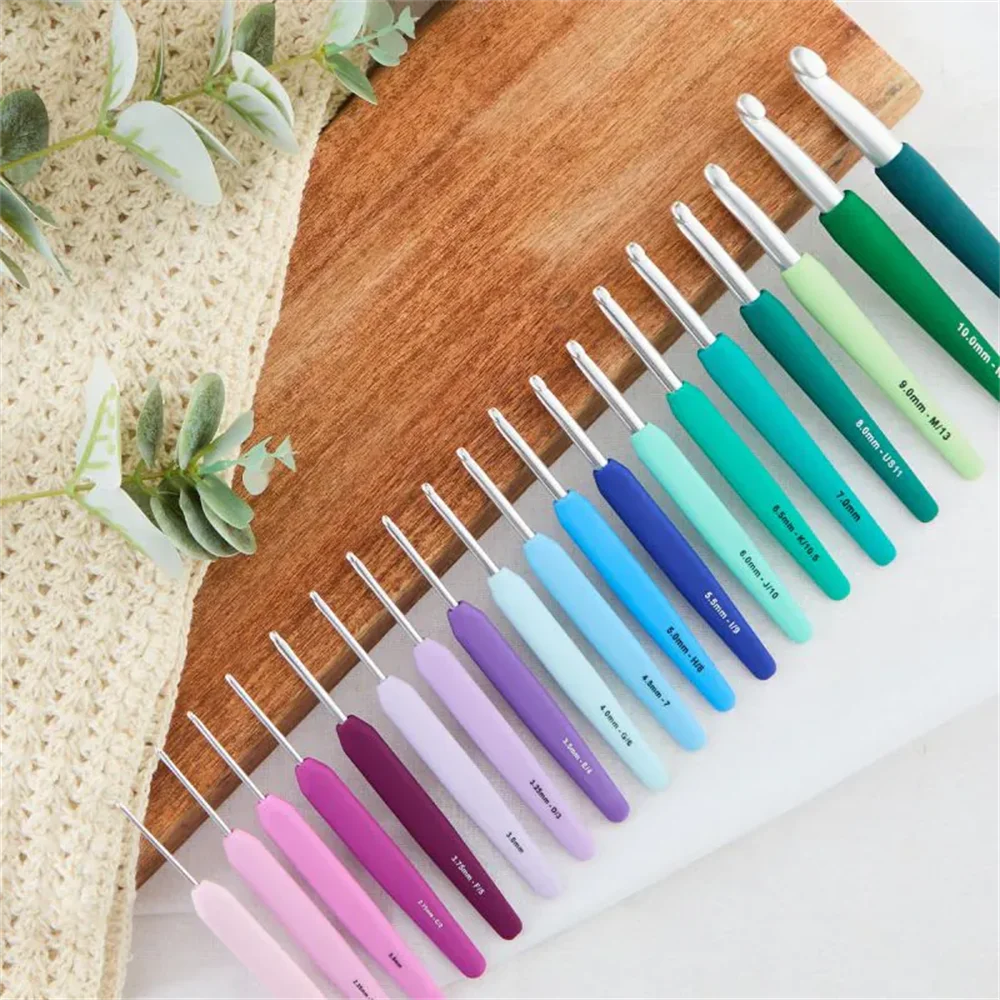 1pc Knitpro Waves Deluxe Single Ended Sliver Crochet Hook Needles with Handles for Crocheting Yarns, Shawls, Blankets, Sweaters