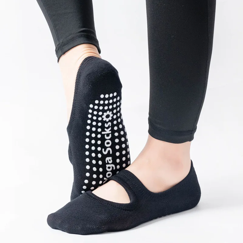 Cross-Border Professional Yoga Socks,  Cotton Strapping Silicone Anti-Slip Pilates Fitness Dance Floor Socks