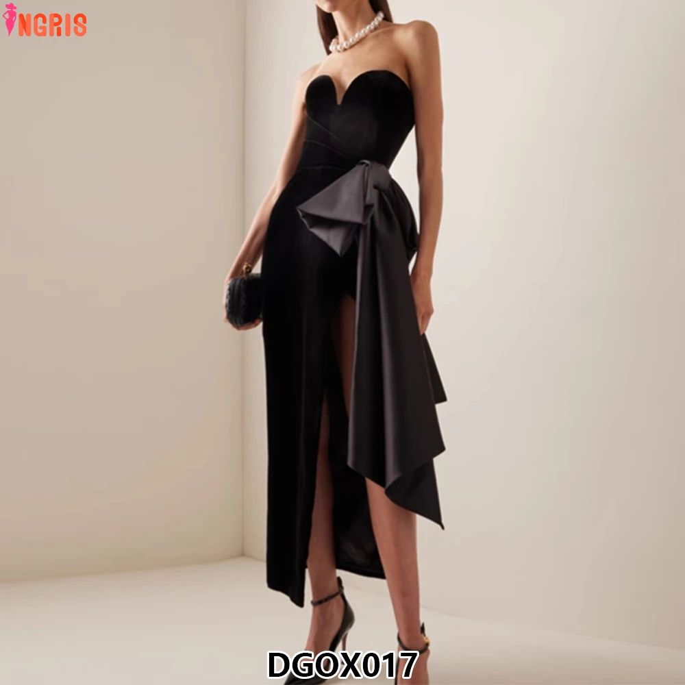 

2025 New Black Elegant Sexy Long Dress Irregular Design Sense Sleeveless Women Evening Party Dress-DGOX017