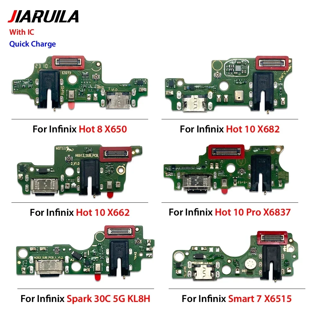 

10 шт. для Infinix Hot 8 X650 Hot 10 X682 Hot 11 X662 Hot 11 2022 X675 Hot 30 5G X6832 Разъем порта зарядного устройства Гибкий кабель Ремонт