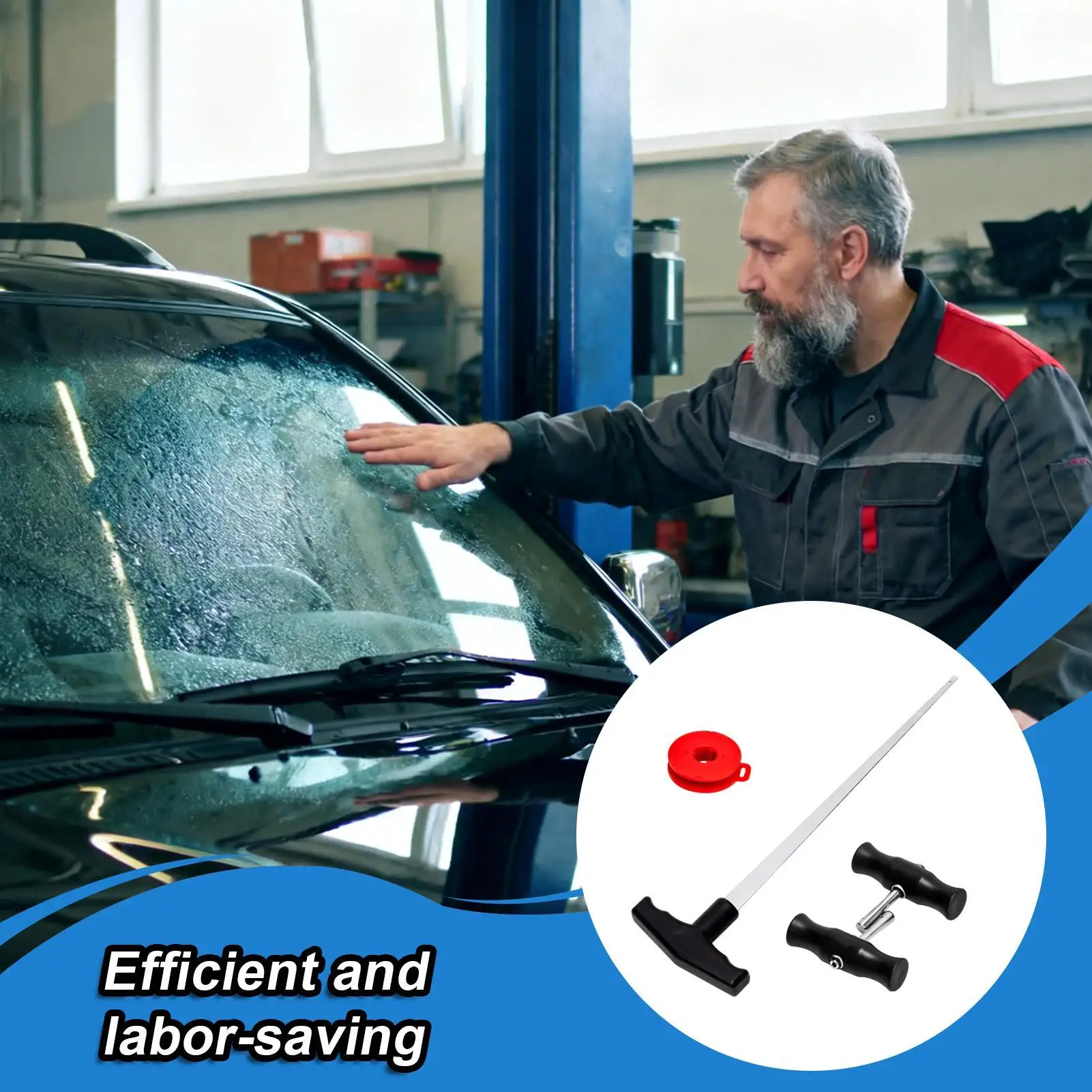 مجموعة أدوات إزالة الزجاج الأمامي على شكل حرف T من الفولاذ الكلاسيكي لوازم السيارات أدوات زجاجية للسيارات لقطع تثبيت نافذة إزالة الجليد