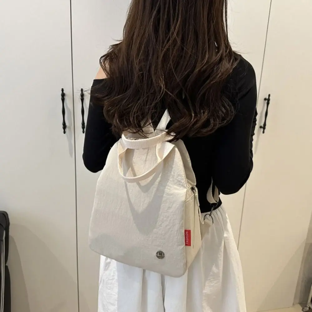 Simple Small Pack Sport Nylon Backpack Korean Style Handbag Solid Color Shoulder Bag Solid Color Retro Backpack Students