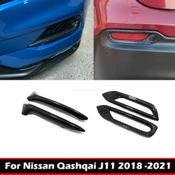 For Nissan Qashqai J11 2018 - 2021 Chrome Carbon Fiber Front Rear Back Fog Lights Lamp Cover Trim Bumper Reflector Accessories