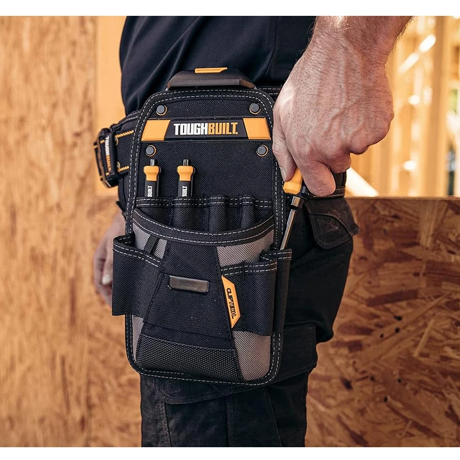 ToughBuilt TB-CT-22 Technician Pouch with ClipTech 11 Pockets and Loops Adjustable Holster, Snug-fit Screwdriver Loops