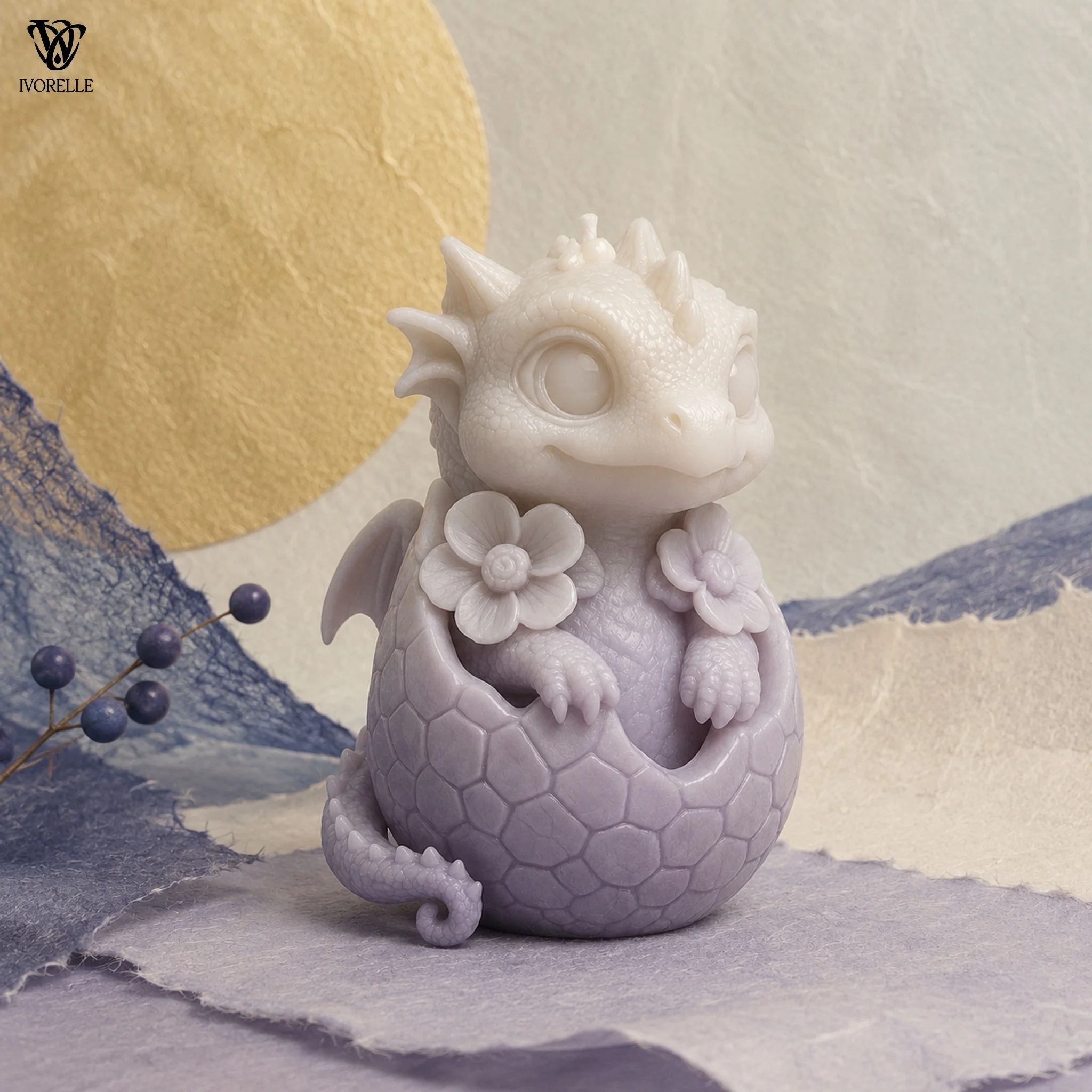 IVORELLE Baby Dragon Silicone Candle Mold Scaly Eggshell With Flowers For Wax Resin Plaster Soap DIY Home Decor Craft view 5