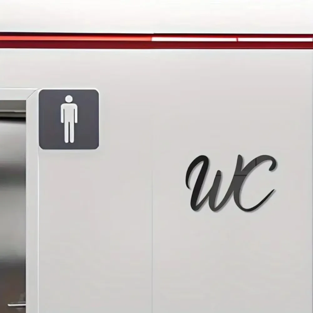 DECORMAESTRO Self-Adhesive WC Decal & Sign Collection | Black Toilet Decor | Decorative Plaques & Statues for Any Environment