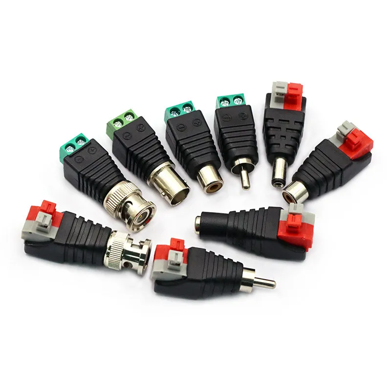 5/10 RCA Plug Male Female Connectors RCA Lotus Head Welding-free Audio Speaker Press Type Terminal AV Plug Socket Cable Adapter