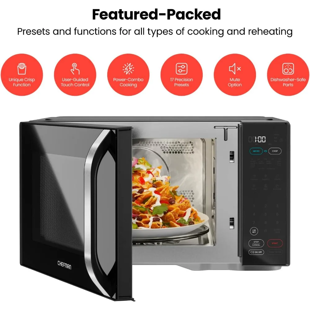 Que Combo de potencia "cocinar y crujiente", 1,0 Cu Ft, doble cocción 1000W microondas +