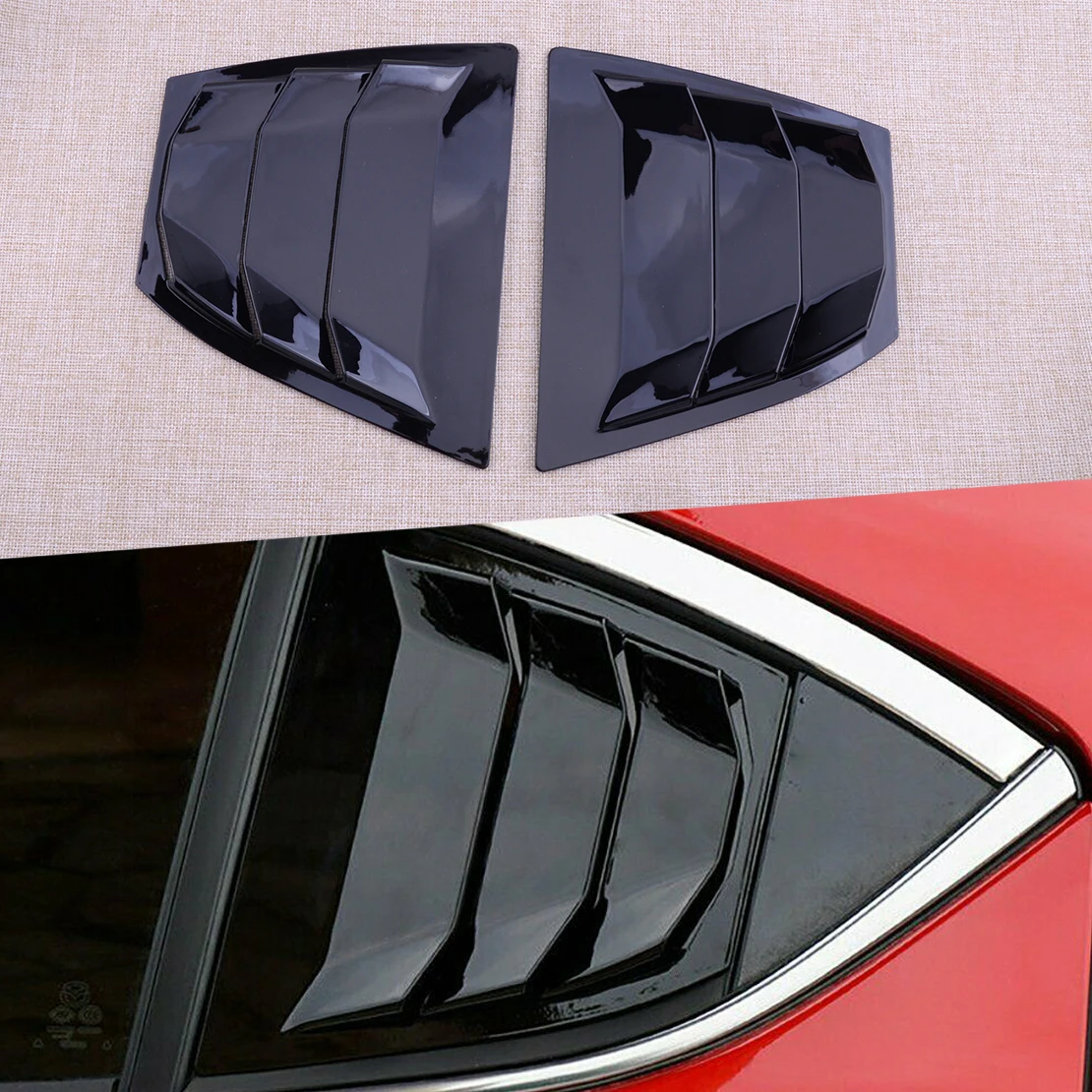 

2Pcs Car Rear Side Window Louver Vent Cover Quarter Fit For Mazda 3 Axela 2018 2017 2016 2015 2014