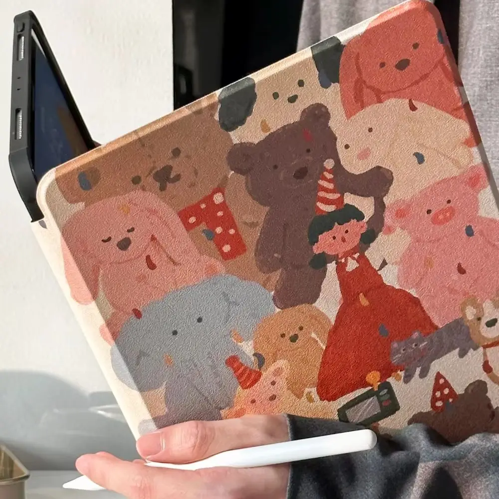 Ins Animal Doll Photo 360° Rotatable Y2K Cover For iPad Pro 13 11th M5 M4 12.9 A16 10 8 7 9th 10th Air 11 M2 M3 Mini Tablet Case