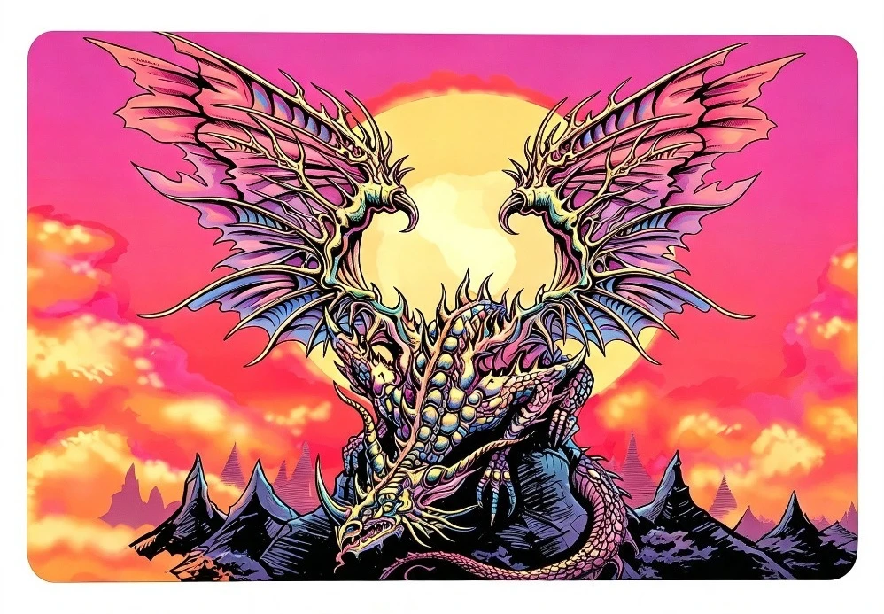 Cool Dragon Print TCG Zoned Play Mat Durable Office Deskpad Party Gathering Card Game Mat Non-slip Keyboard PC Game Mouse Pad