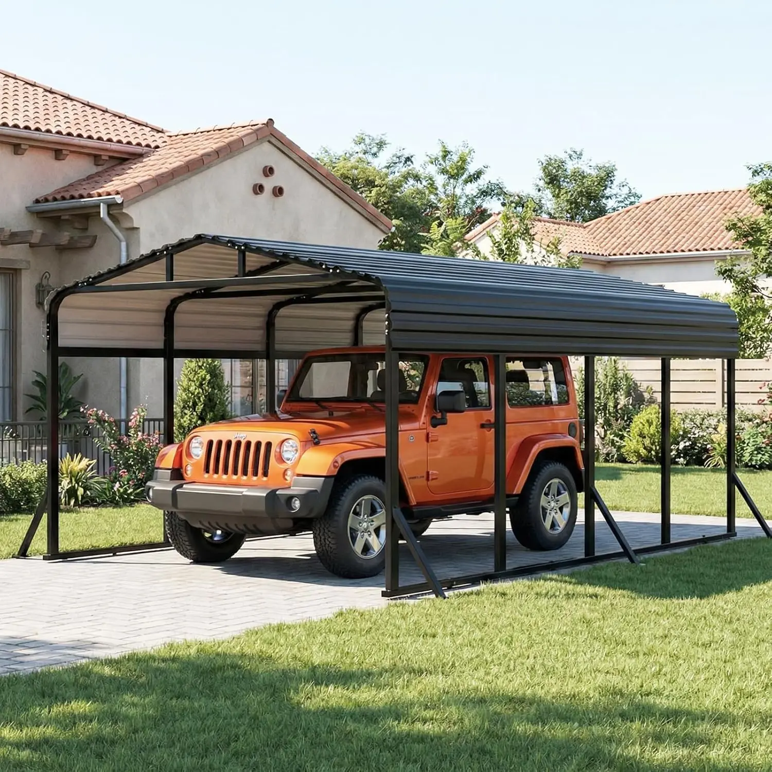 12X20 FT Metal Carport Reinforced Galvanized Roof Heavy Duty Weather Resistant Canopy for Car Truck Boat, Customized
