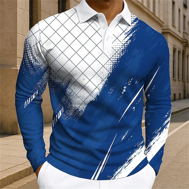 Men's 3D Print Polo Shirts Slim Fit Casual Golf Wear