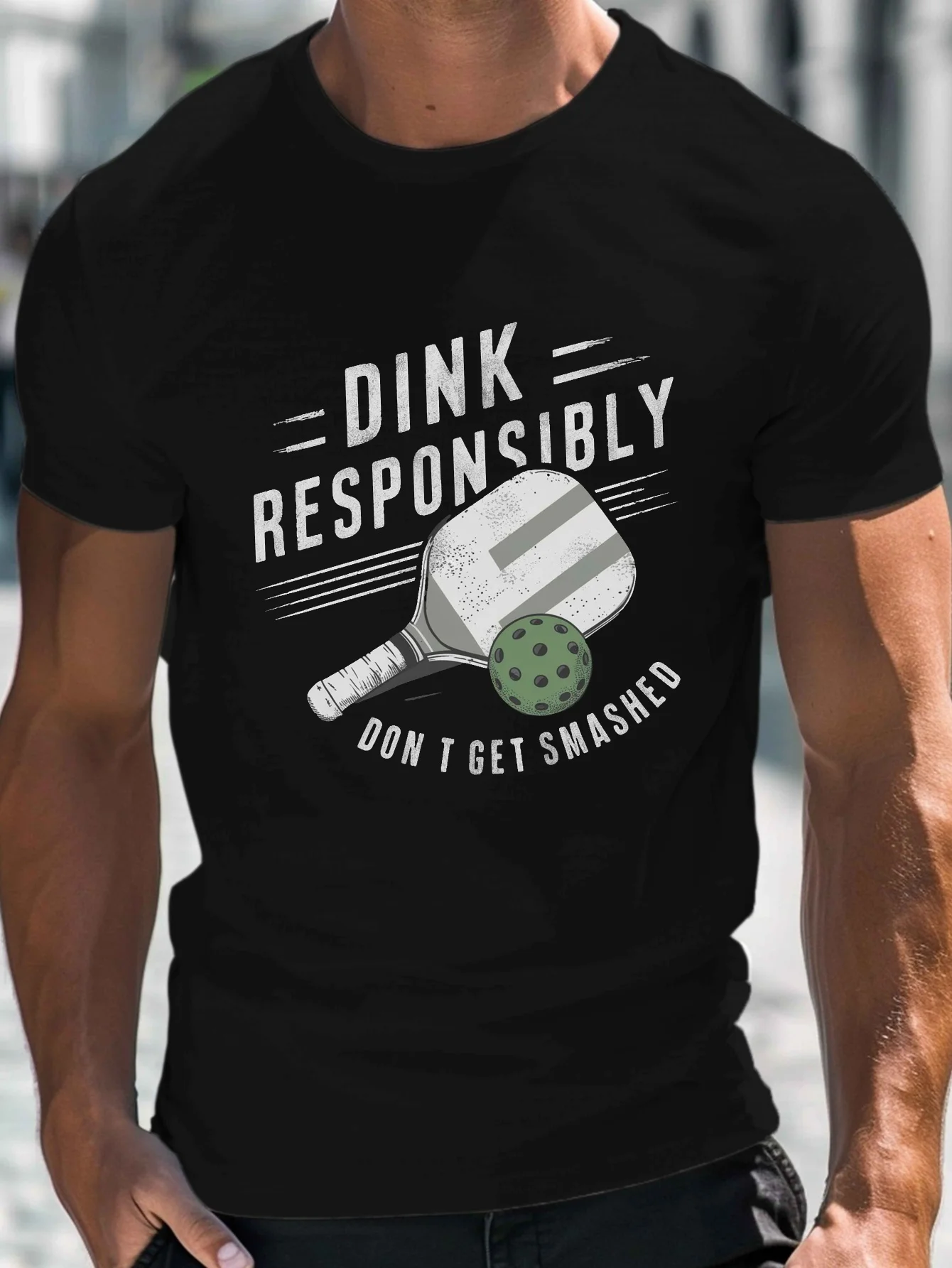 Men'S T-Shirt Inspired by Pickleball, Court-Approved, Dink Responsibly - Lightweight, Comfortable, Casual Crew Neck with Short Sleeves for Summer