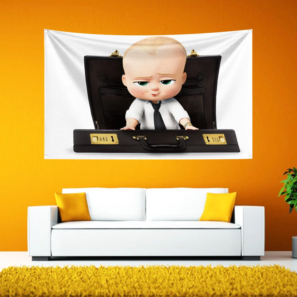 

Movice B-Boss-Baby Funny Flag Polyester Printing Banner 4 Sizes for Garage Wall Art Out Door Decoration With Brass Grommets