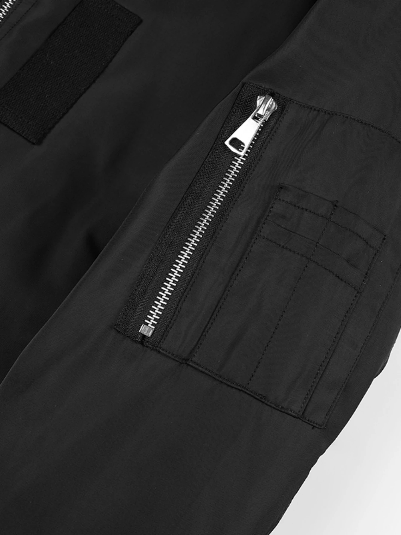 Schwarze Herren MA1 Piloten-Fliegerjacke, Dicker Thermofutter-Mantel, Orange Gestepptes Futter, Mehrere Taschen, Streetwear-Oberbekleidung – Detail 2