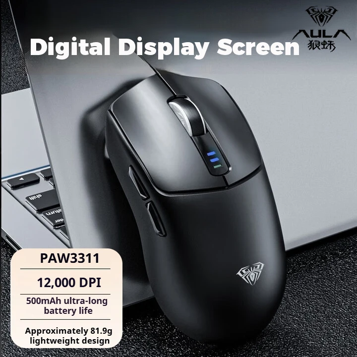 

AULA SC580 Bluetooth Wireless Mouse Tri-mode Lightweight PAW3311 10000 DPI Digital Display Screen Type-C Charging Game/Office
