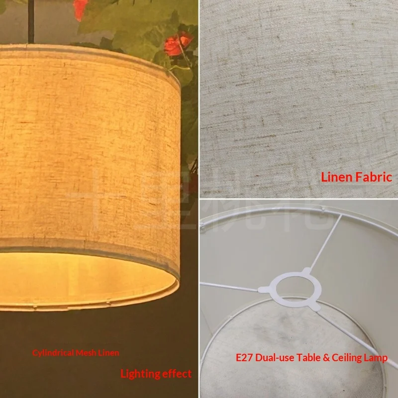 Modern Style Cylindrical Linen Lampshade E27 Socket For Indoor Lamps Table Lamp Floor Lamp Pendant Light Spare Accessories