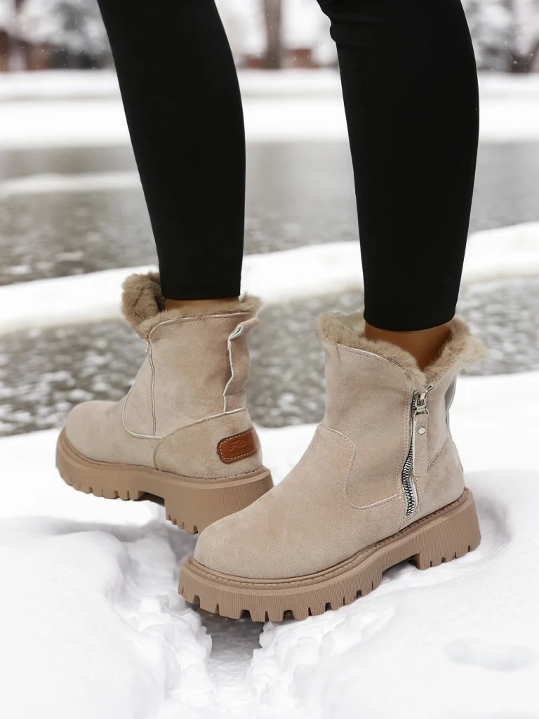 

Women's Large Size Snow Boots Comfortable High Heeled Shoes Warm Outdoor Short Boots