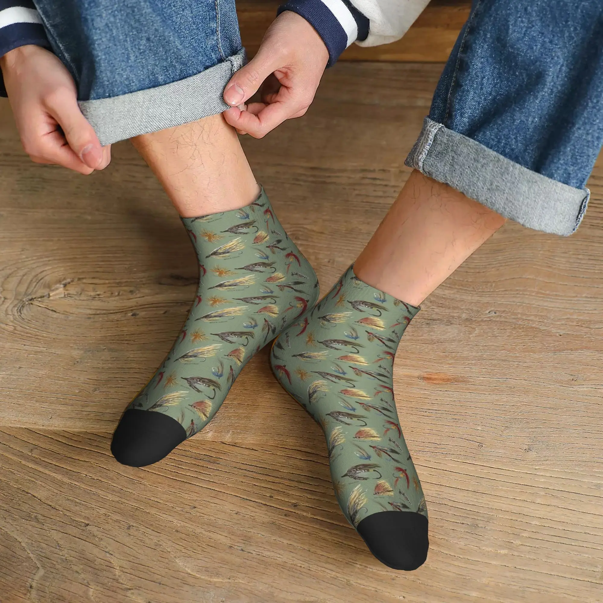 

All Seasons Fly Fishing with Hand Tied flies! Socks Harajuku Crew Socks Fashion Stockings for Men Women Christmas Gifts