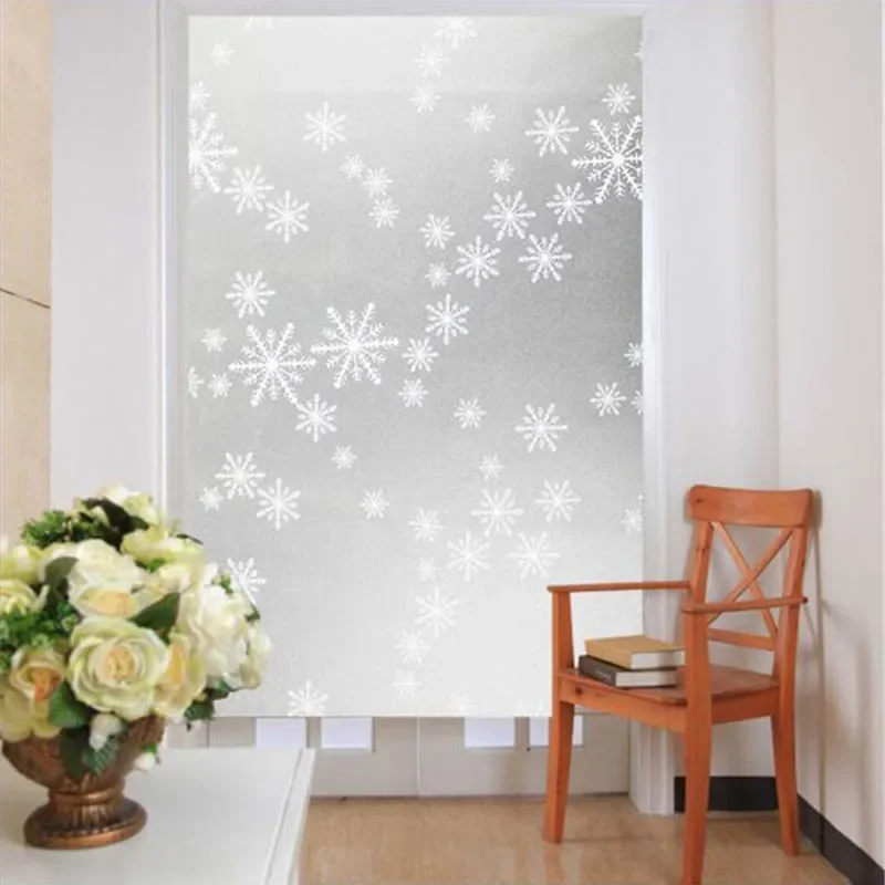 Classic Snowflake Window Privacy Film,Which don't Allow the Light in,Self Adhesive for UV Blocking,Heat Control Glass Stickers