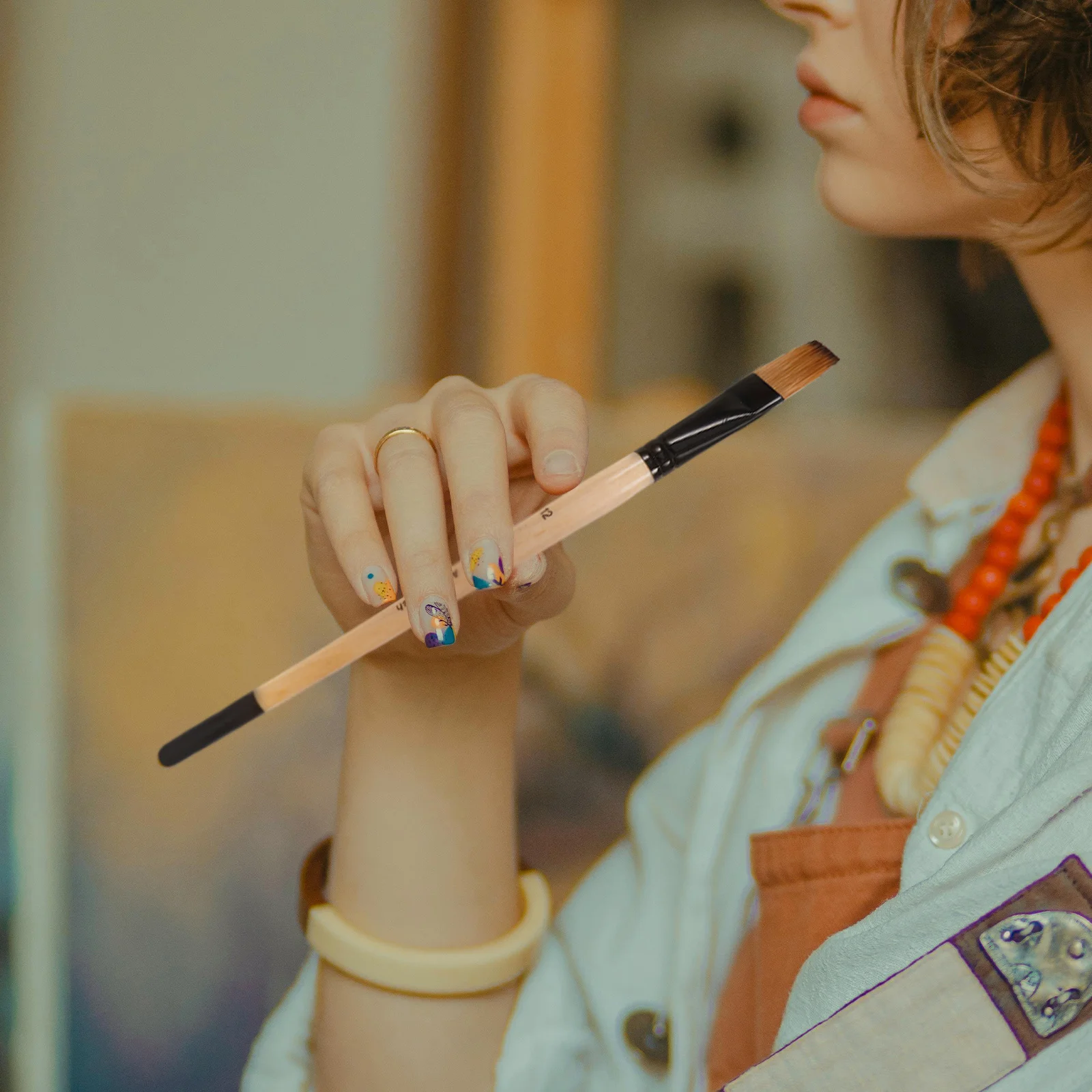 

6Pcs Multi-Function Paint Brush Set Wood Handle Durable Nylon Bristle Brush for Acrylic Watercolor Oil Painting Artist Drawing