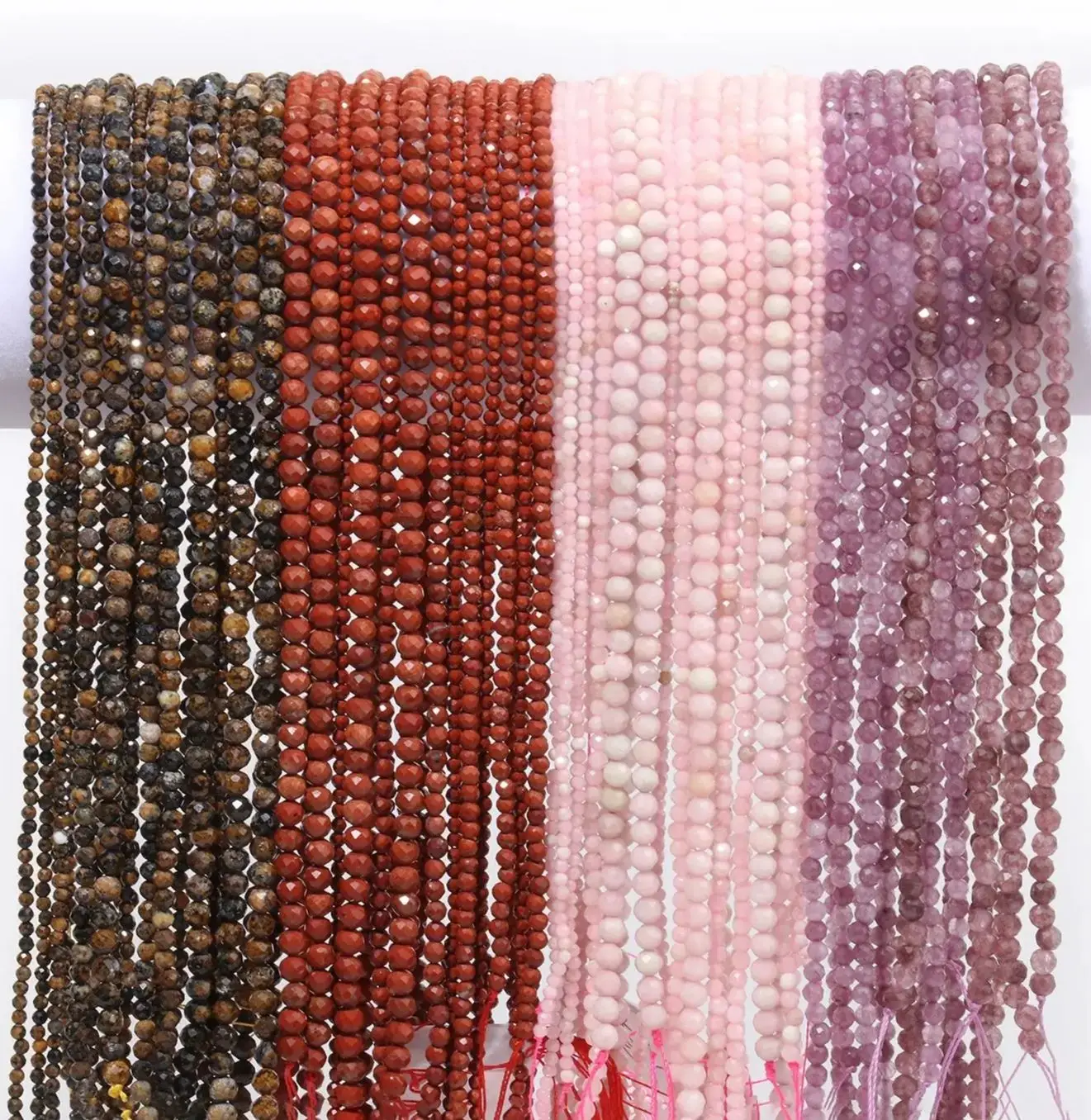 Natural Small Faceted 2mm 3mm 4mm Stone Beads Garnet Red Jasper Agate Apatite Pink Opal Spacer Beads For DIY Jewelry Making 15\'\'