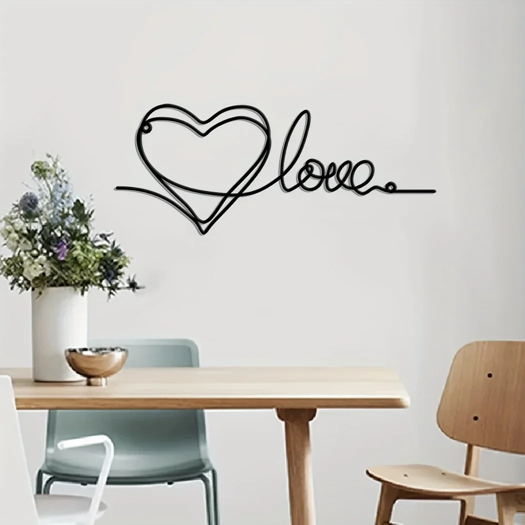 Hallo Jonge Metalen Hart Liefdesvormige Muur Opknoping Decor Ornament Minimalistische Lijn Kunst Hanger Metalen Wanddecoratie Home Art Decor Liv