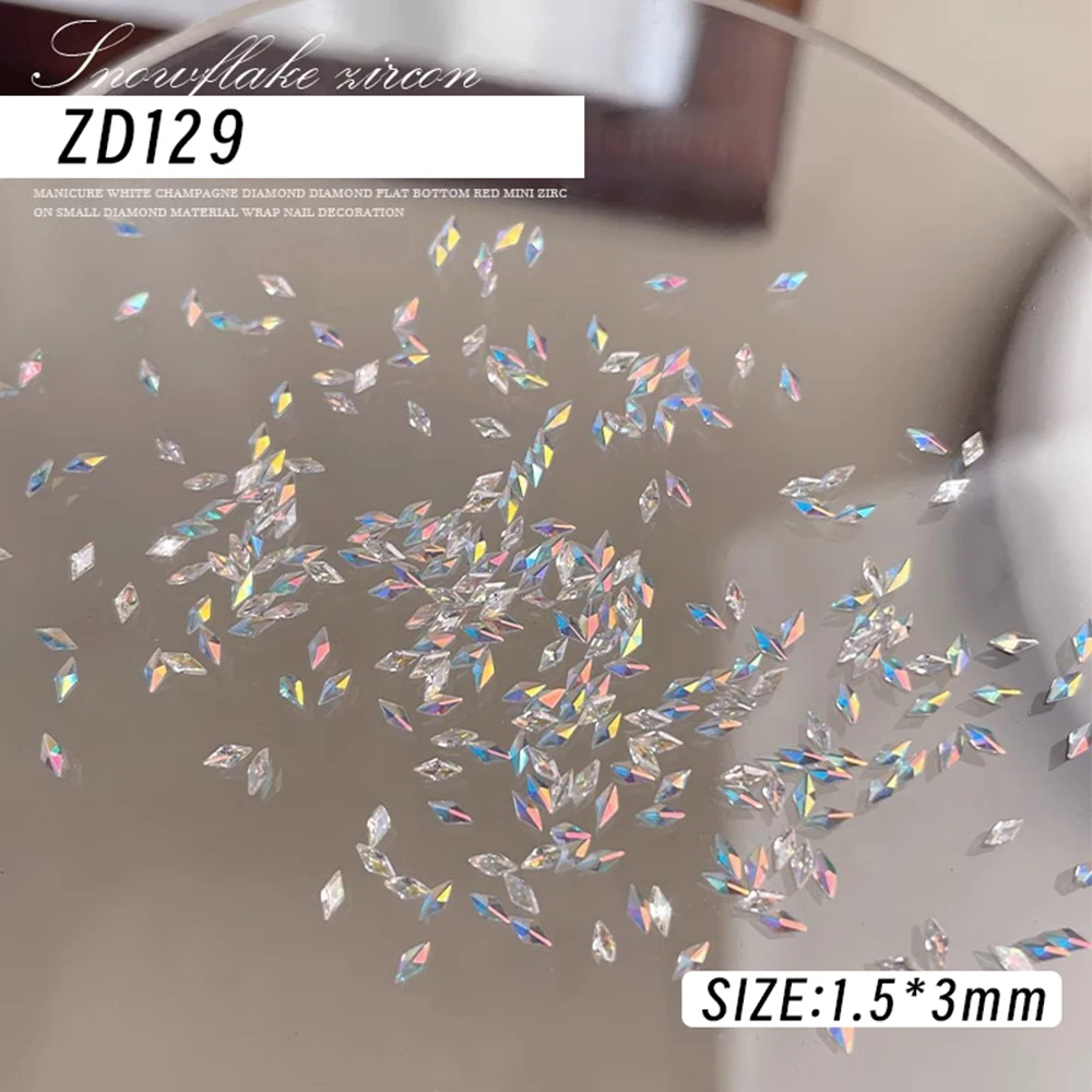 100Pcs Sparkling Rhombus Zircon Nail Art Rhinestone 1.5*3mm Mini Flat Bottom Diamond Crystal Gems Nail Charm Manicure Decoration