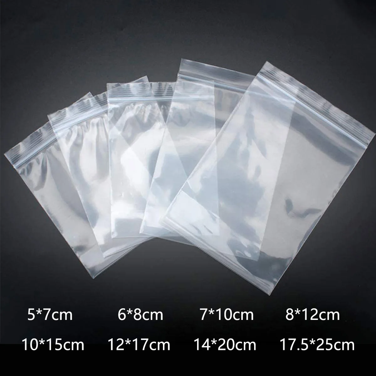 100 Stück transparente Aufbewahrungsbeutel in verschiedenen Größen, wiederverschließbare Antioxidations-Plastiktüten, Schmuck, Geschenk, Lebensmittel, versiegelte Aufbewahrungsverpackungsbeutel