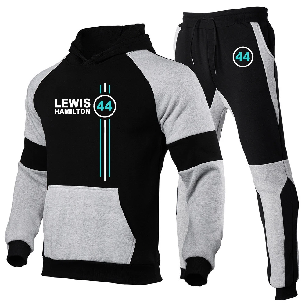 

F1 driver Lewis Hamilton digital 44 Printed Jogging Hoodies+Sweatpants Two Pieces Set Men Tracksuit Pants Set Sportswear Suit