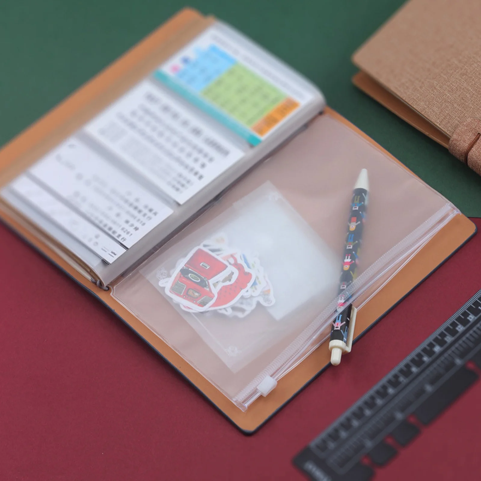 

12pcs A6 Binder Pockets 6 Holes Zipper Binder Pouch For 6-Ring Refillable Notebook Transparent Storage Pockets For Tickets Coins