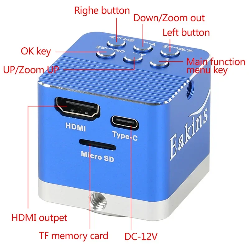 Câmera de vídeo digital mini microscópio para solda PCB telefone, eletrônica industrial, UHD 8.3MP, 4K 1080P HDMI tipo-C, PC Sony IMX678