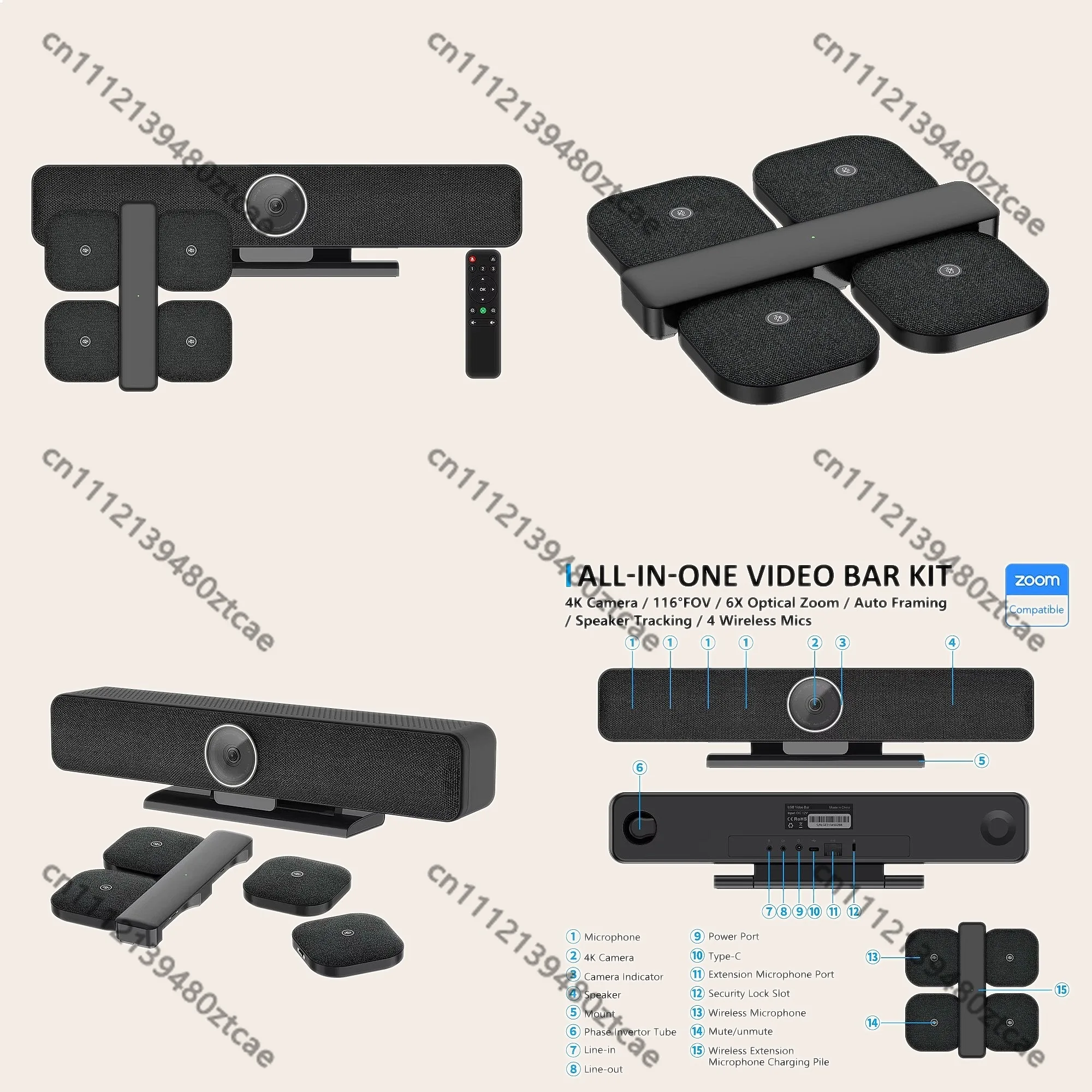 Video Conference System 360° Omnidirectional Mic Speaker for Meeting