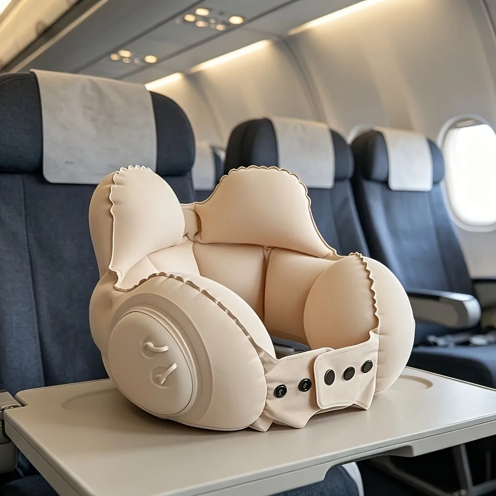 Compact Portable Inflatable Neck Pillow Foldable Soft Compression Pillow Inflat Adjustable U-shaped Pillow Driving