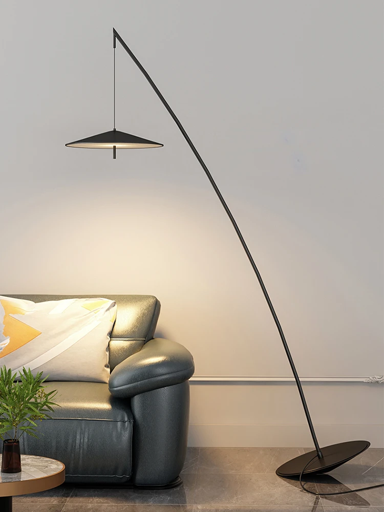 Imagem -03 - Long Pole Black Minimalista Pesca Floor Lamp Decoração Criativa Sala de Estar Aparelhos de Iluminação Personalizados