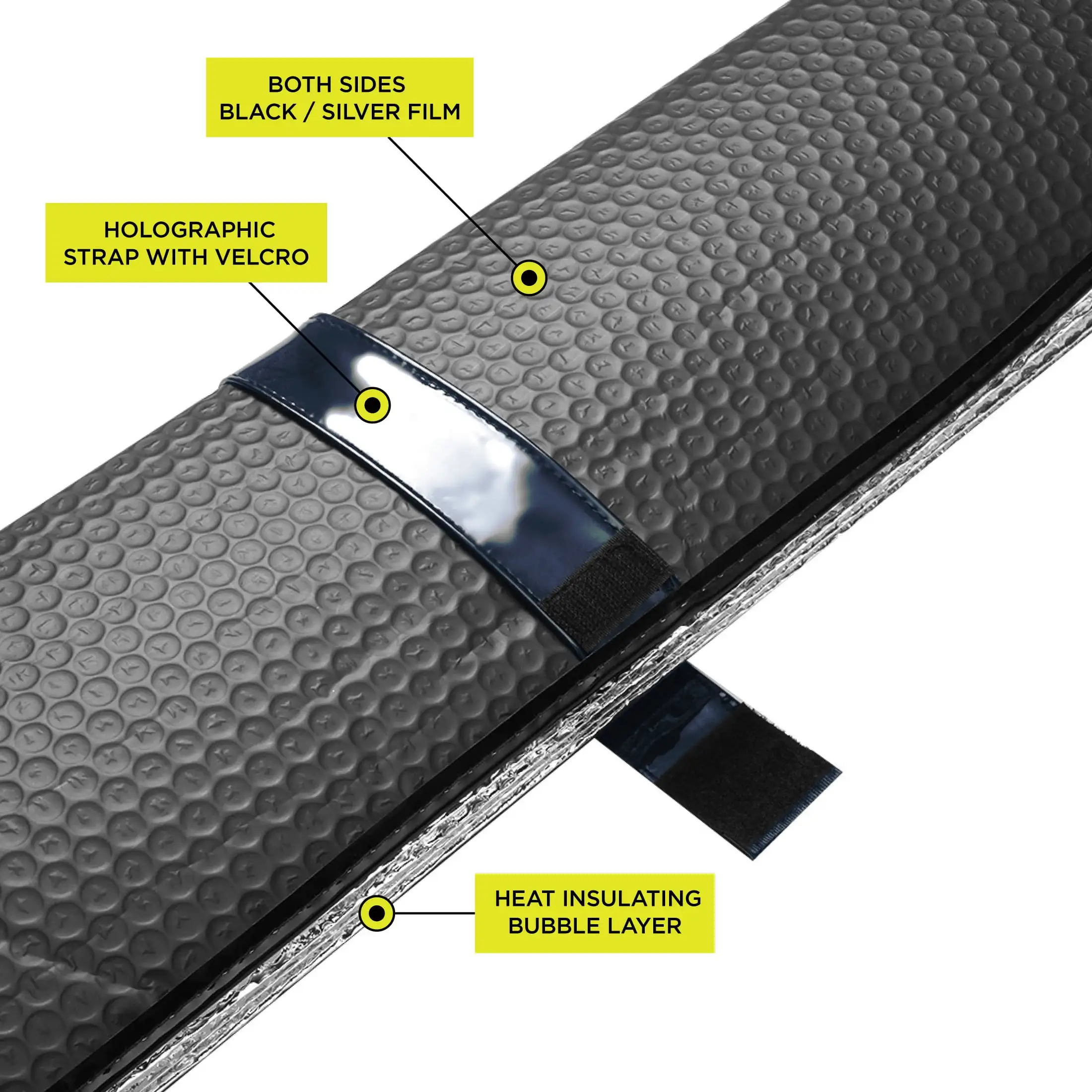 مظلة أكورديون سوداء ثلاثية الأبعاد مقاس عالمي، عبوة واحدة، مقاس 63 بوصة × 28.5 بوصة